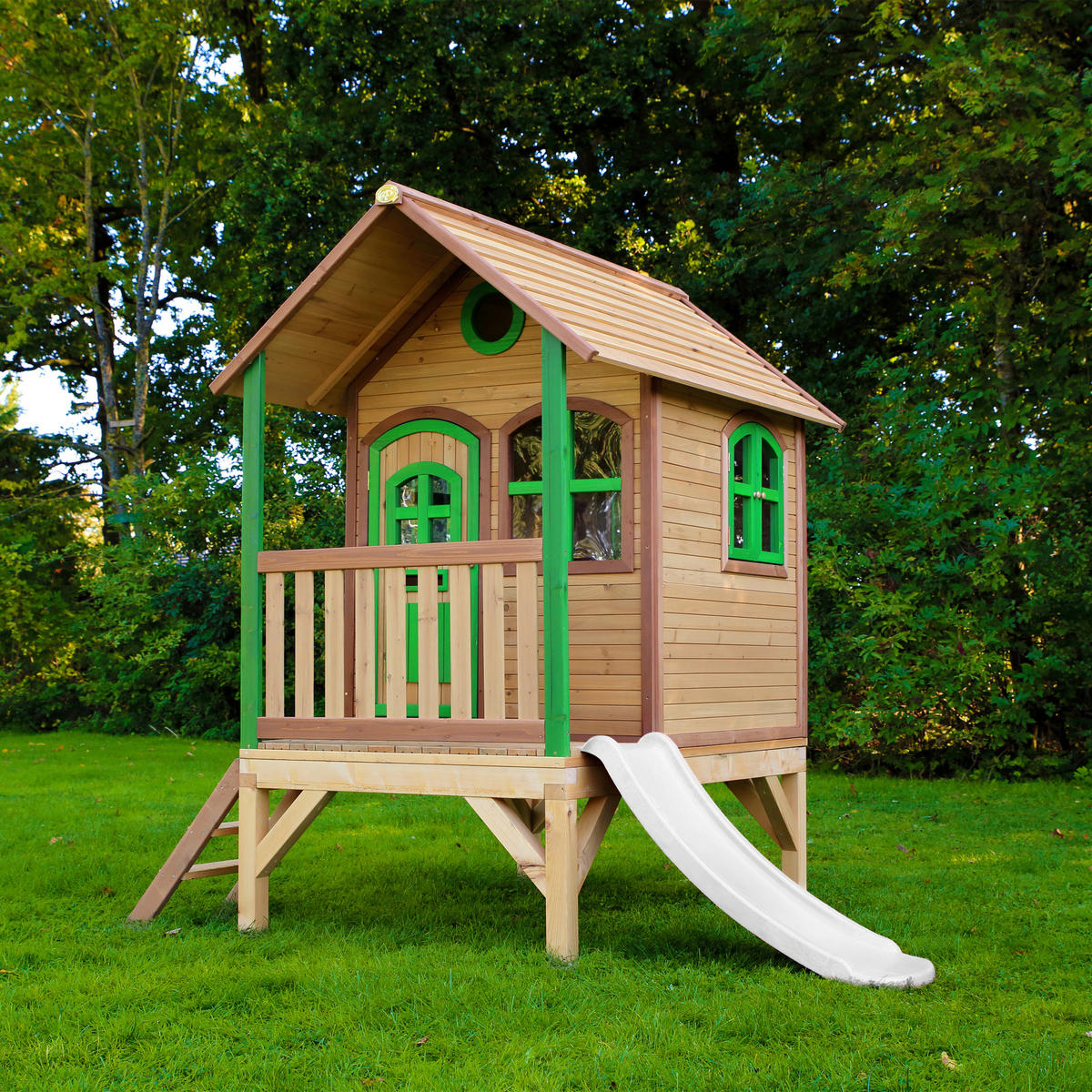 AXI Spielhaus Tom grün B/H/L: ca. 287x231x191 cm Tom - braun/weiß (191,00/287,00/231,00cm) - AXI