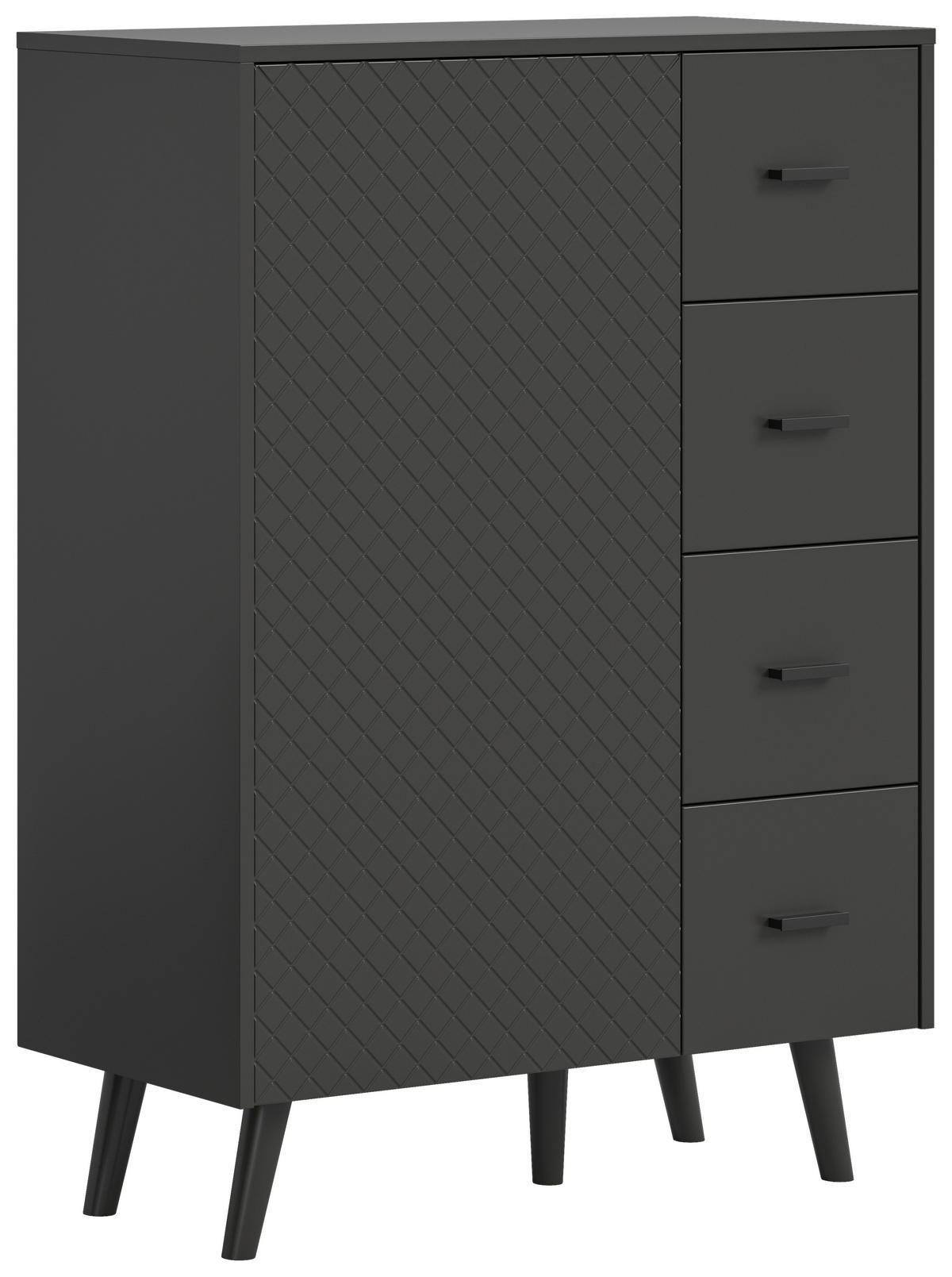 Kommode LINEA grau schwarz B/H/T: ca. 84x114x37 cm LINEA - schwarz/grau (84,00/114,00/37,00cm) - xonox.home