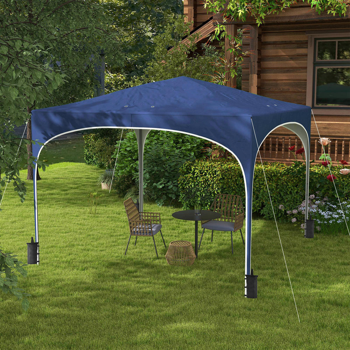 Outsunny Pavillon blau Polyester-Mischgewebe B/H/L: ca. 295x255x295 cm Pavillon - blau (295,00/295,00/255,00cm) - Outsunny