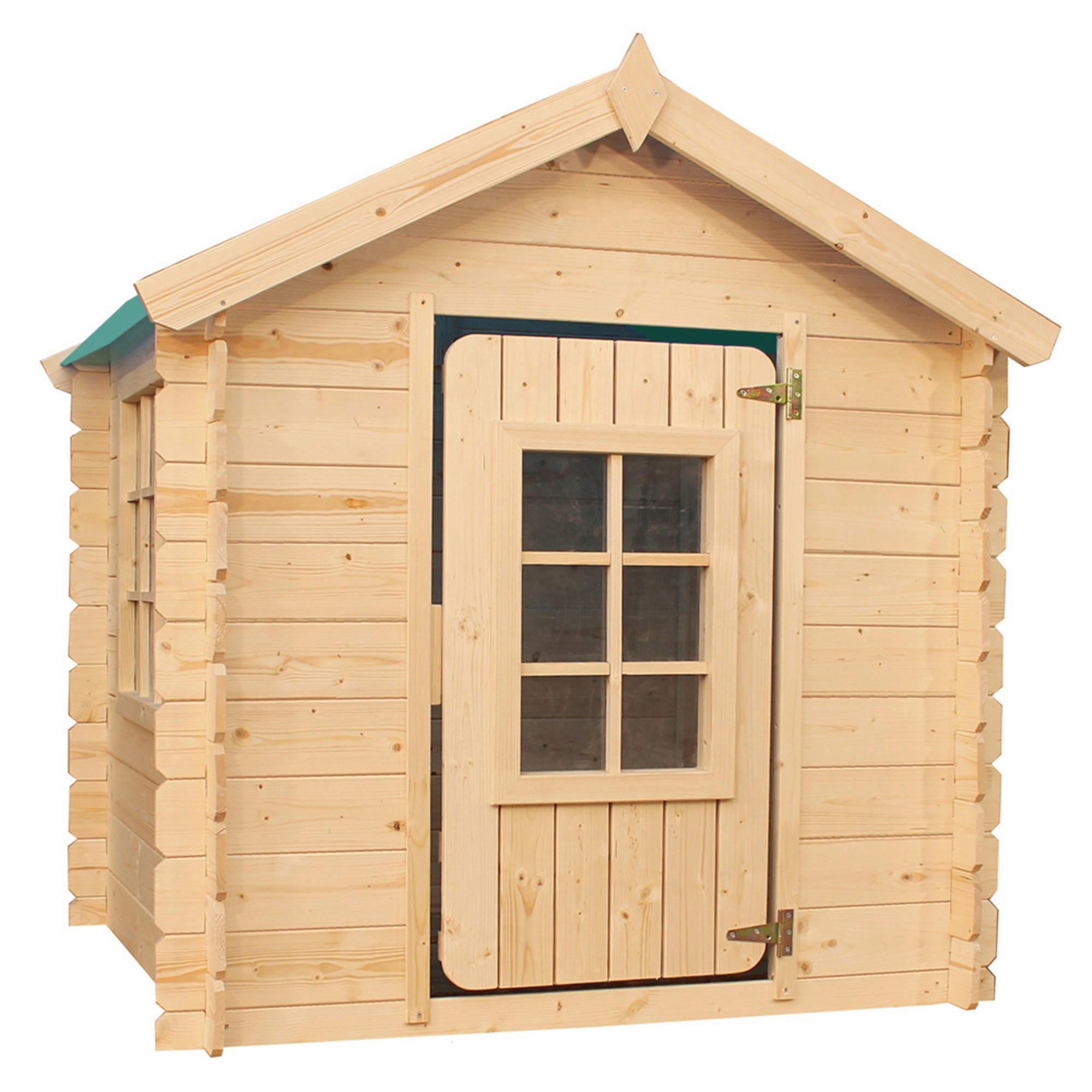 Timbela Kinderspielhaus M570Z natur B/H/L: ca. 114x121x111 cm M570Z - natur/grün (111,00/114,00/121,00cm) - Timbela