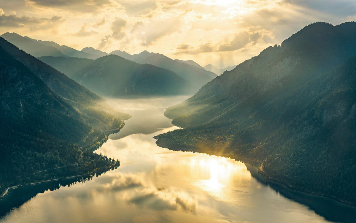 Komar Fototapete Gold Mountains B/L: ca. 400x250 cm Gold Mountains - (400,00/250,00cm) - Komar