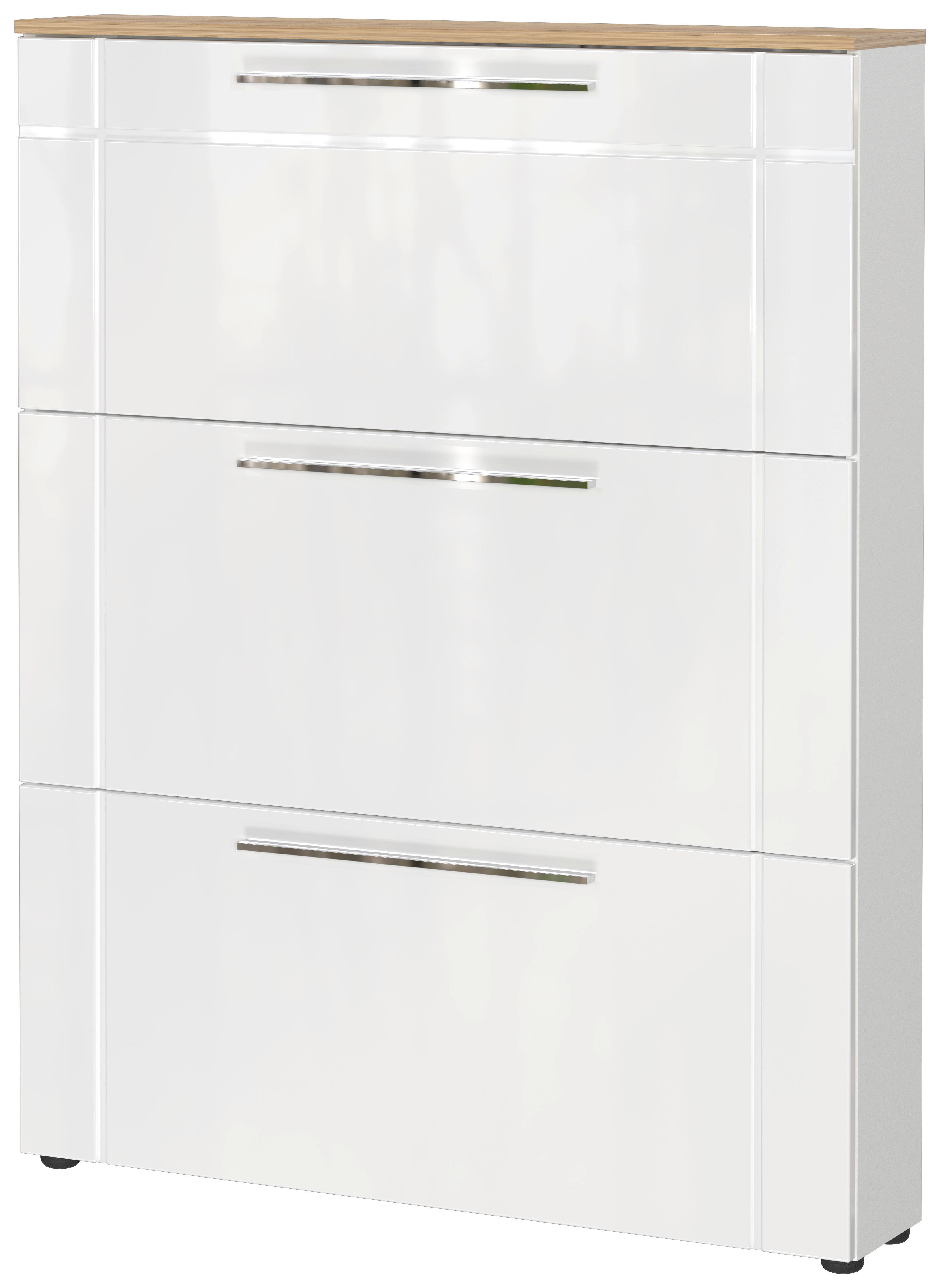 Schuhschrank Astona weiß weiß Hochglanz B/H/T: ca. 100x129x20 cm Astona - weiß (100,00/129,00/20,00cm)