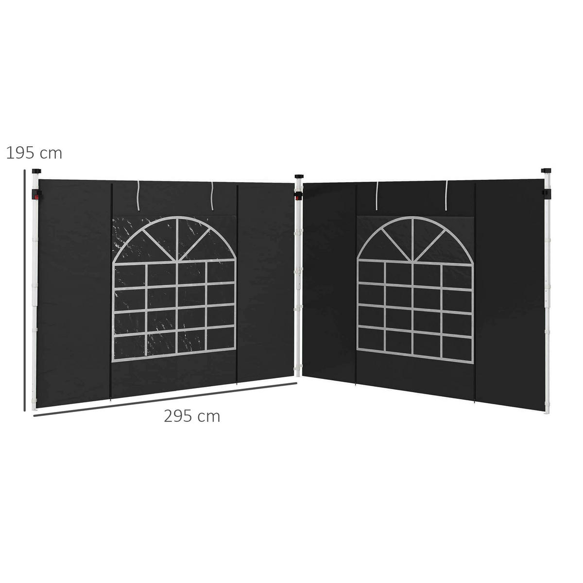 Outsunny Seitenteile für Pavillon schwarz Polyester B/H/L: ca. 295x195x0,01 cm Seitenteile für Pavillon - schwarz (0,01/295,00/195,00cm) - Outsunny