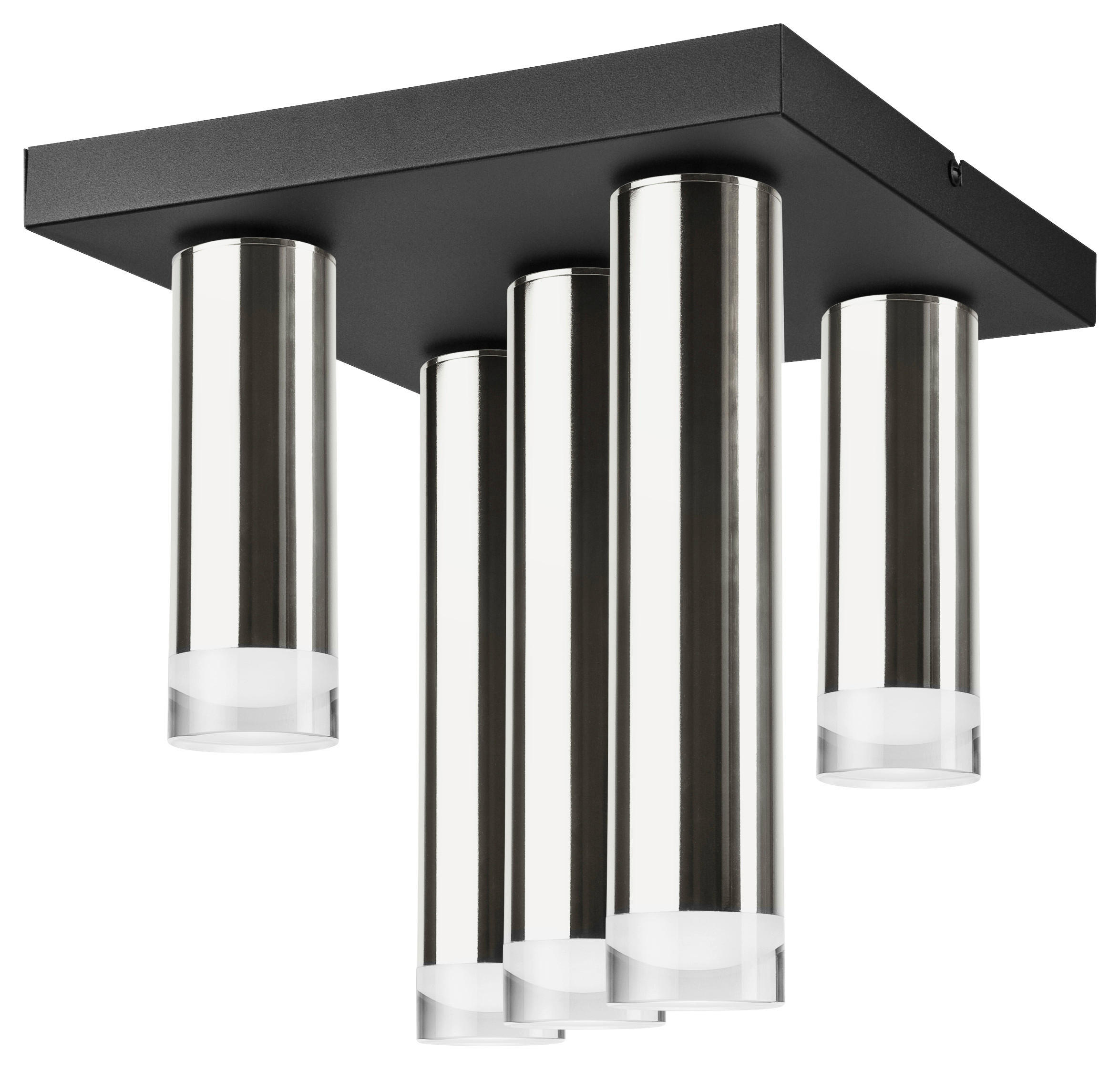 Lamkur Deckenleuchte schwarz silber Stahl B/H/L: ca. 30x31,5x30 cm E27 5 Brennstellen DIEGO - schwarz/silber (30,00/30,00/31,50cm) - Lamkur