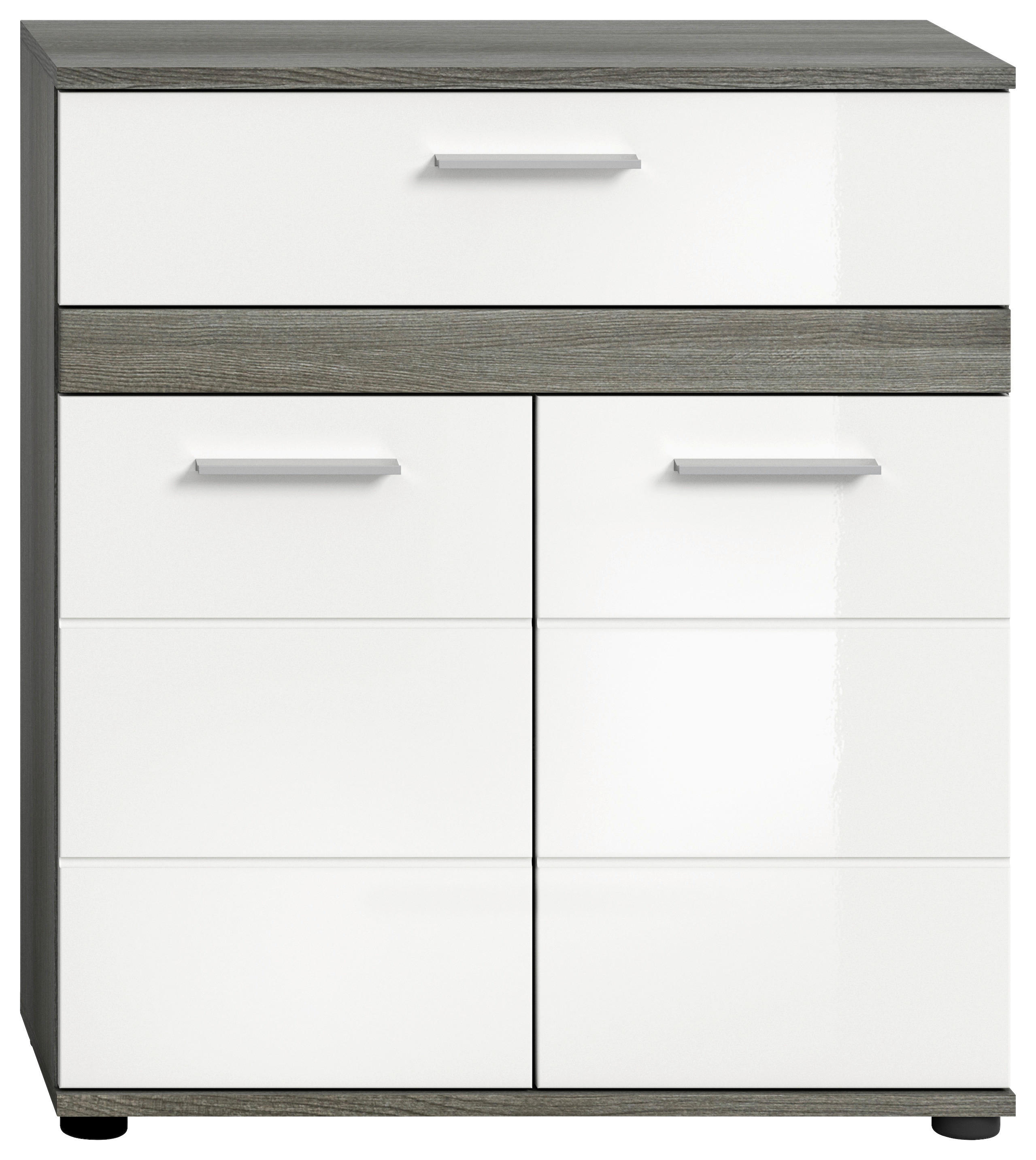 Midischrank BLAKE Rauchsilber Nachbildung weiß Hochglanz B/H/T: ca. 71x79x31 cm BLAKE - weiß (71,00/79,00/31,00cm) - xonox.home