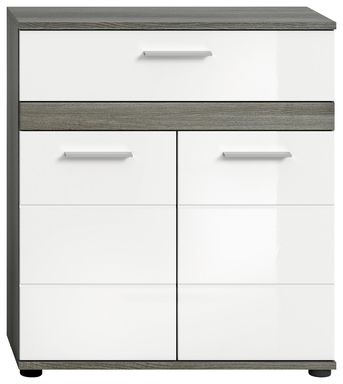 Midischrank BLAKE Rauchsilber Nachbildung weiß Hochglanz B/H/T: ca. 71x79x31 cm BLAKE - weiß (71,00/79,00/31,00cm) - xonox.home