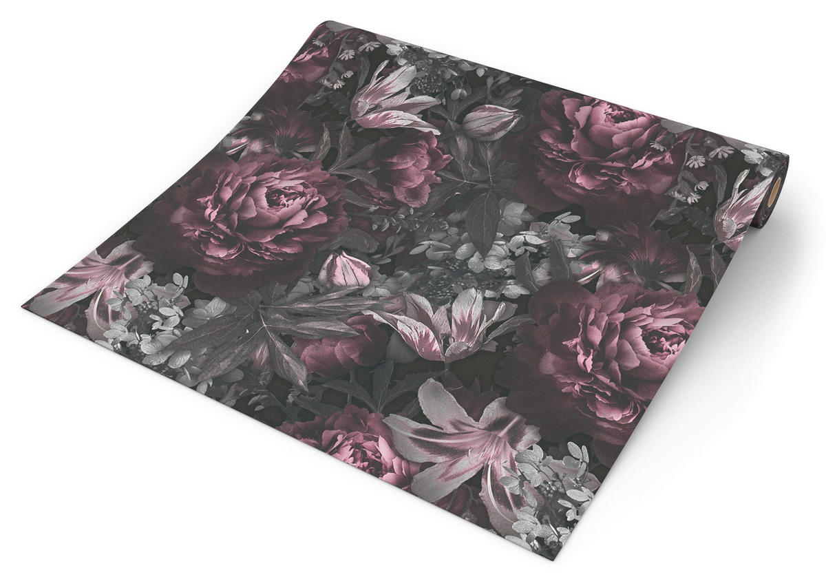 Vliestapete Rosen schwarz rosa grau B/L: ca. 53x1005 cm Vliestapete_38509-3 - schwarz/rosa (53,00/1005,00cm)