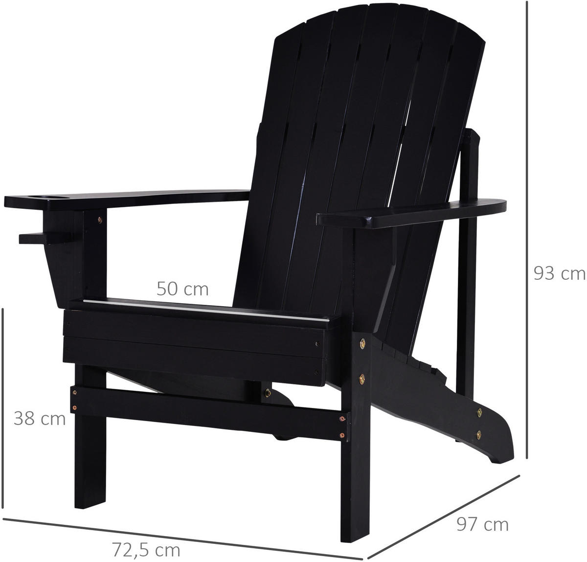 Outsunny Gartensessel schwarz Holz B/H/T: ca. 97x93x72 cm Gartenstuhl_aus_Massivholz - schwarz (97,00/93,00/72,00cm) - Outsunny