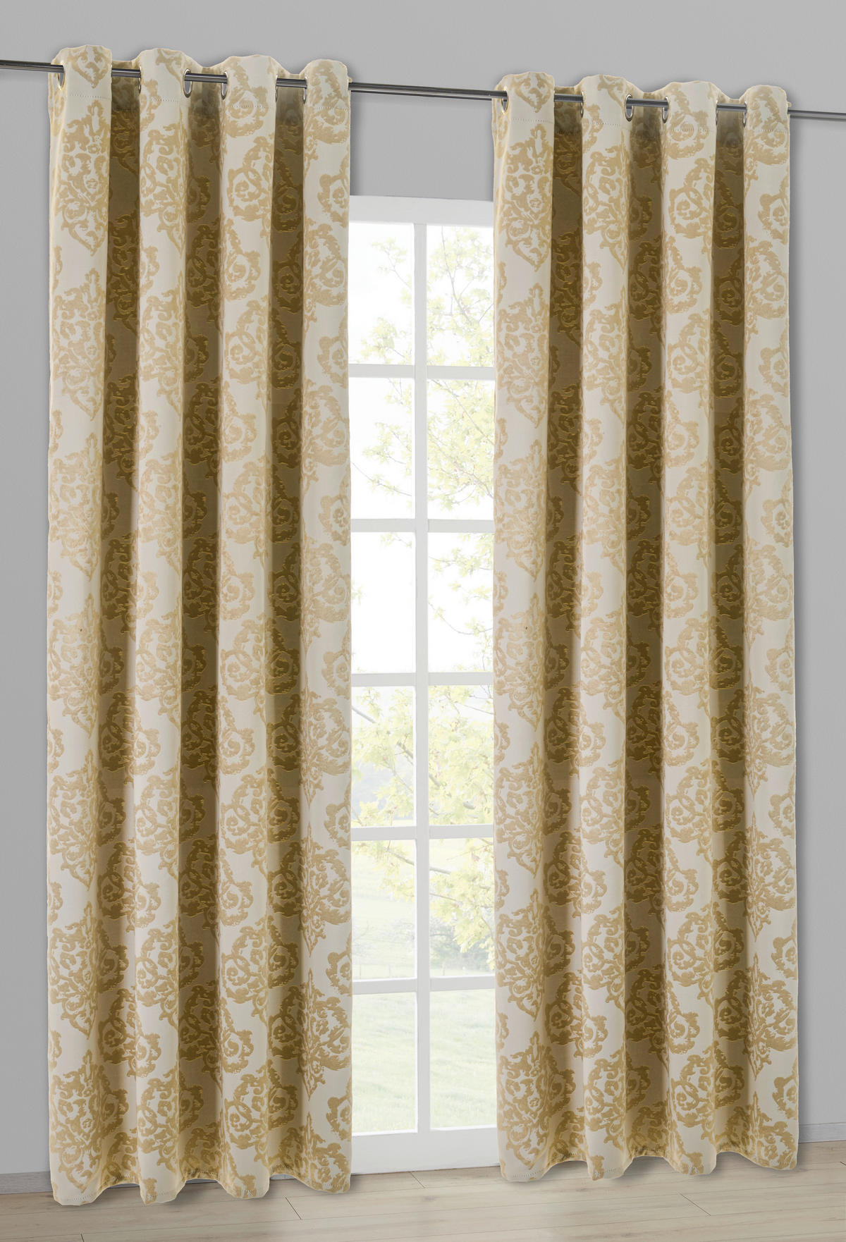 Ösenvorhang Ornament champagner B/L: ca. 135x245 cm Ornament - champagner (135,00/245,00cm)