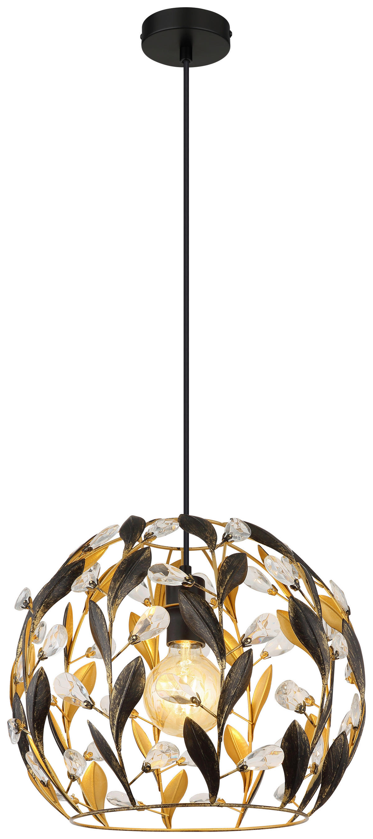 GLOBO Pendelleuchte MIKA 15759H gold schwarz Metall H/D: ca. 150x40 cm E27 1 Brennstellen MIKA - gold/schwarz (40,00/150,00cm) - GLOBO
