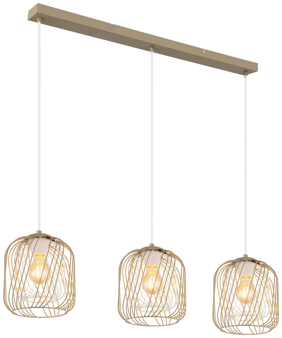 GLOBO Pendelleuchte DICHTI 15965-3H sand Metall B/H/L: ca. 18x150x84 cm E27 3 Brennstellen DICHTI - sand (84,00/18,00/150,00cm) - GLOBO