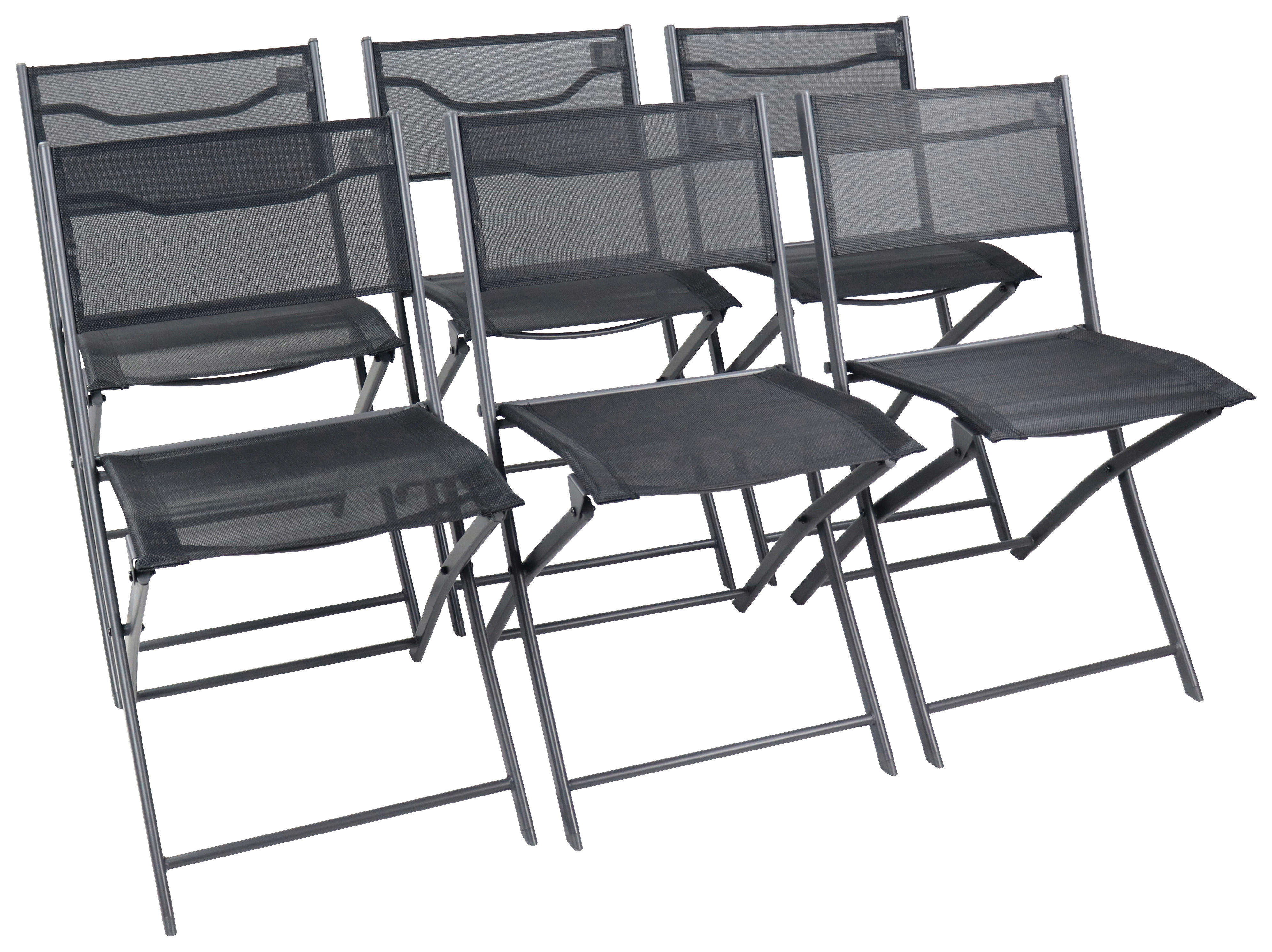 VCM Gartenstuhl 6er Set Sumila schwarz Metall B/H/L: ca. 45x79x46 cm Sumila - schwarz (46,00/45,00/79,00cm) - VCM