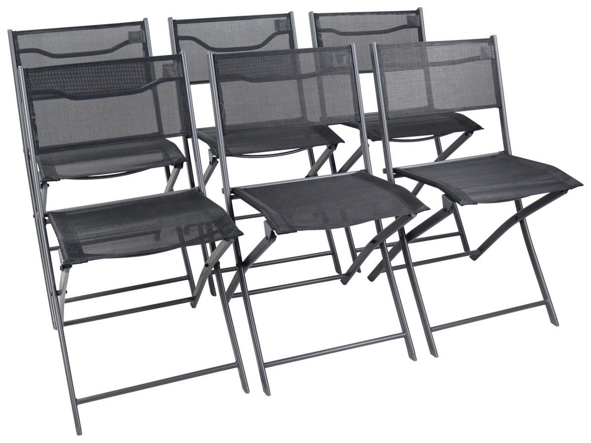 VCM Gartenstuhl 6er Set Sumila schwarz Metall B/H/L: ca. 45x79x46 cm Sumila - schwarz (46,00/45,00/79,00cm) - VCM