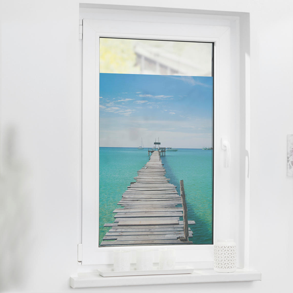 LICHTBLICK Fensterfolie El Mar Meer El Mar blau B/L: ca. 50x50 cm El Mar - blau (50,00/50,00cm) - LICHTBLICK
