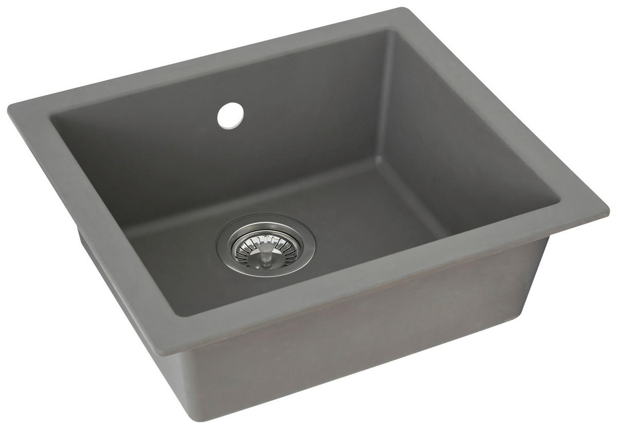 Respekta Einbauspüle Ohio 50 x 44 G Beton grau Mineralite B/H/T: ca. 44x19x50 cm Ohio 50 x 44 G - Beton/grau (44,00/19,00/50,00cm) - Respekta