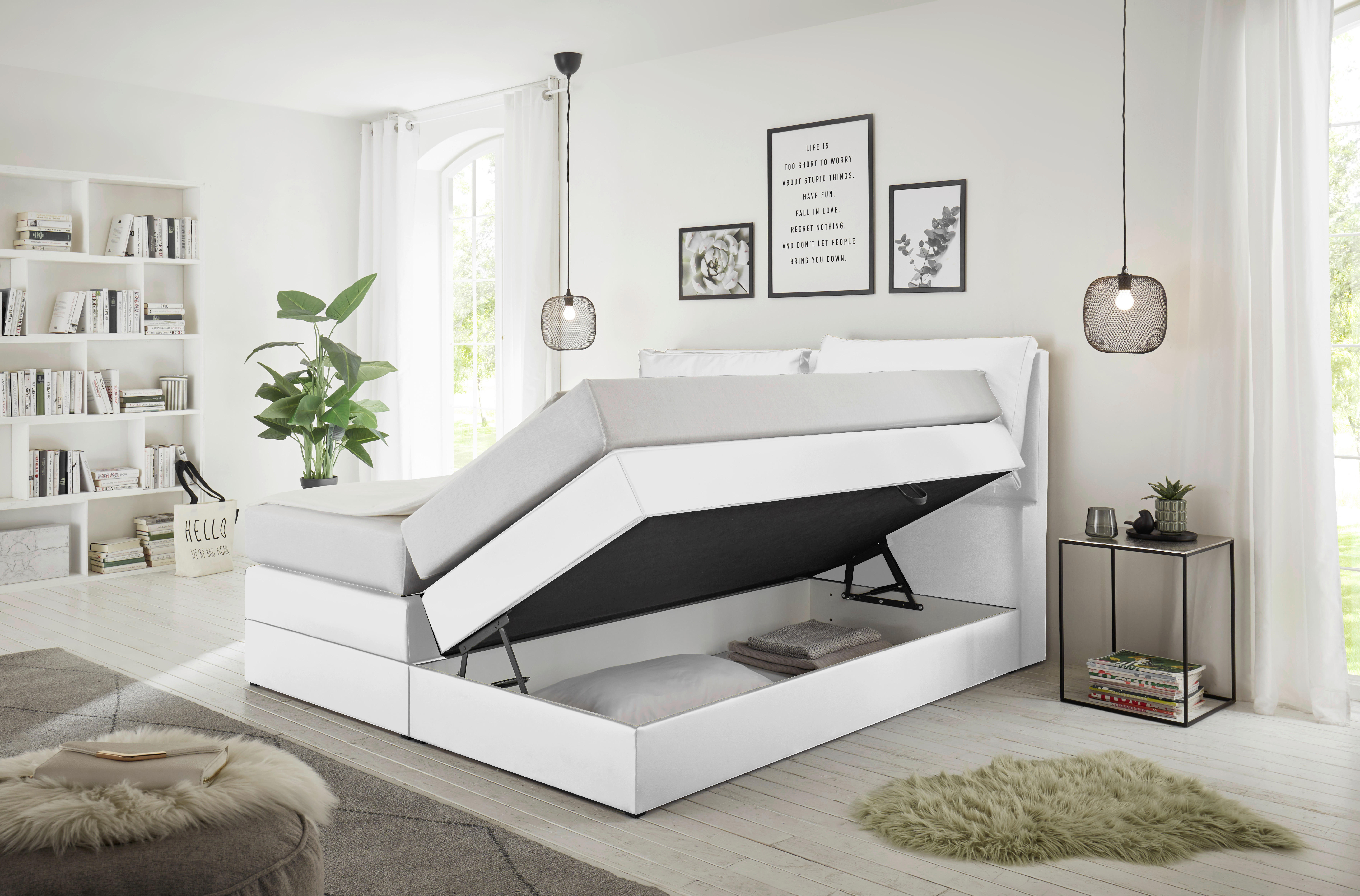 Thumbnail - Boxspringbett Lissy weiß Kunstleder Liegefläche B/L: ca. 160x200 cm