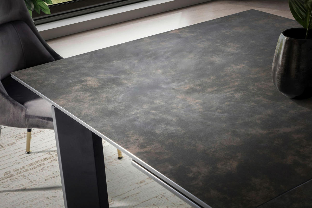 Esstisch schwarz Marmor Optik B/H/T: ca. 180x77x95 cm Esstisch - schwarz (180,00/77,00/95,00cm) - Wohnling