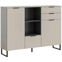 Highboard Noida Kaschmirgrau Nachbildung schwarz B/H/T: ca. 112x150x37 cm Noida - schwarz (112,00/150,00/37,00cm) - xonox.home