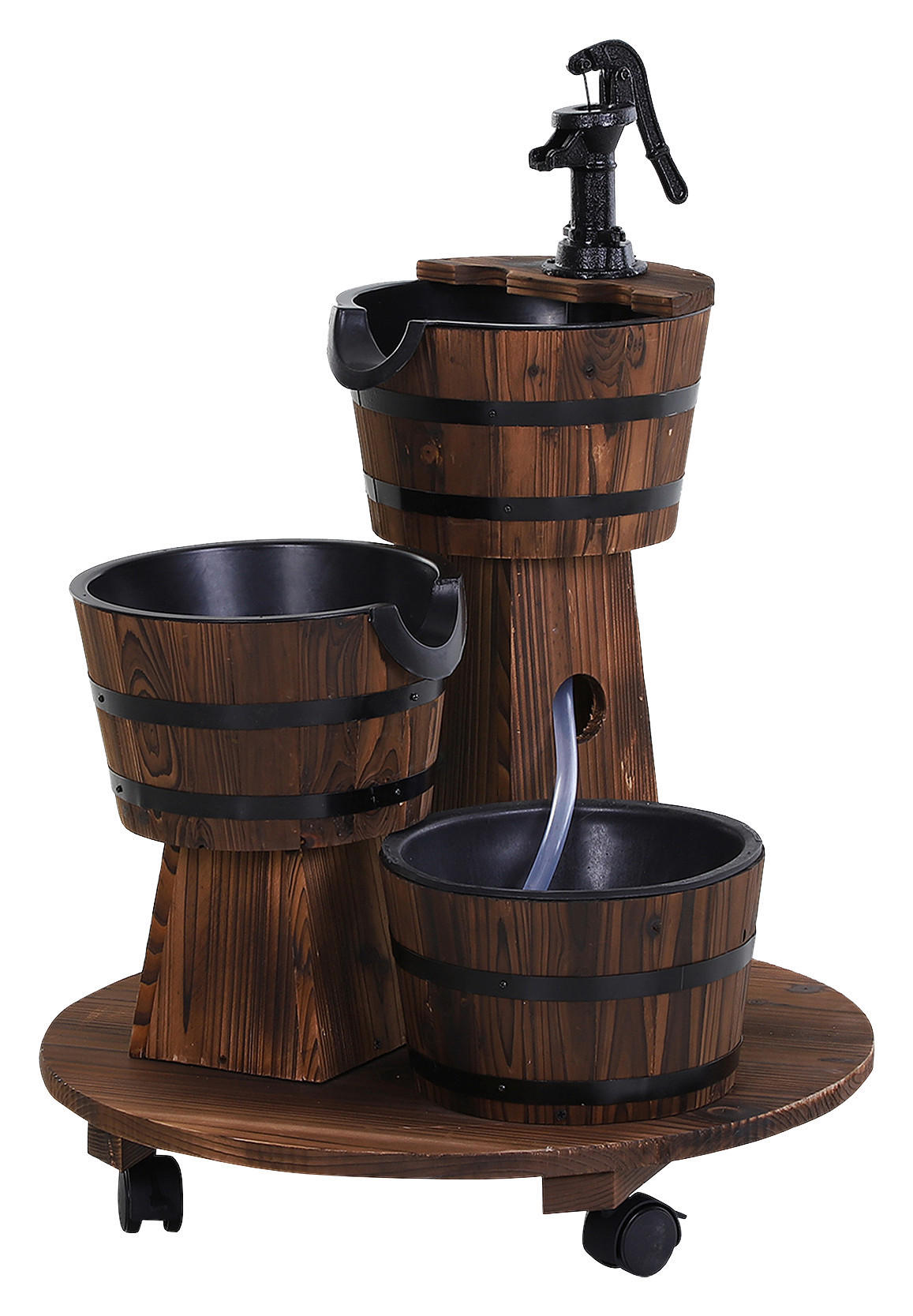 Outsunny Holzfass-Brunnen schwarz B/H/L: ca. 60x78x60 cm Holzfass-Brunnen - schwarz (60,00/60,00/78,00cm) - Outsunny