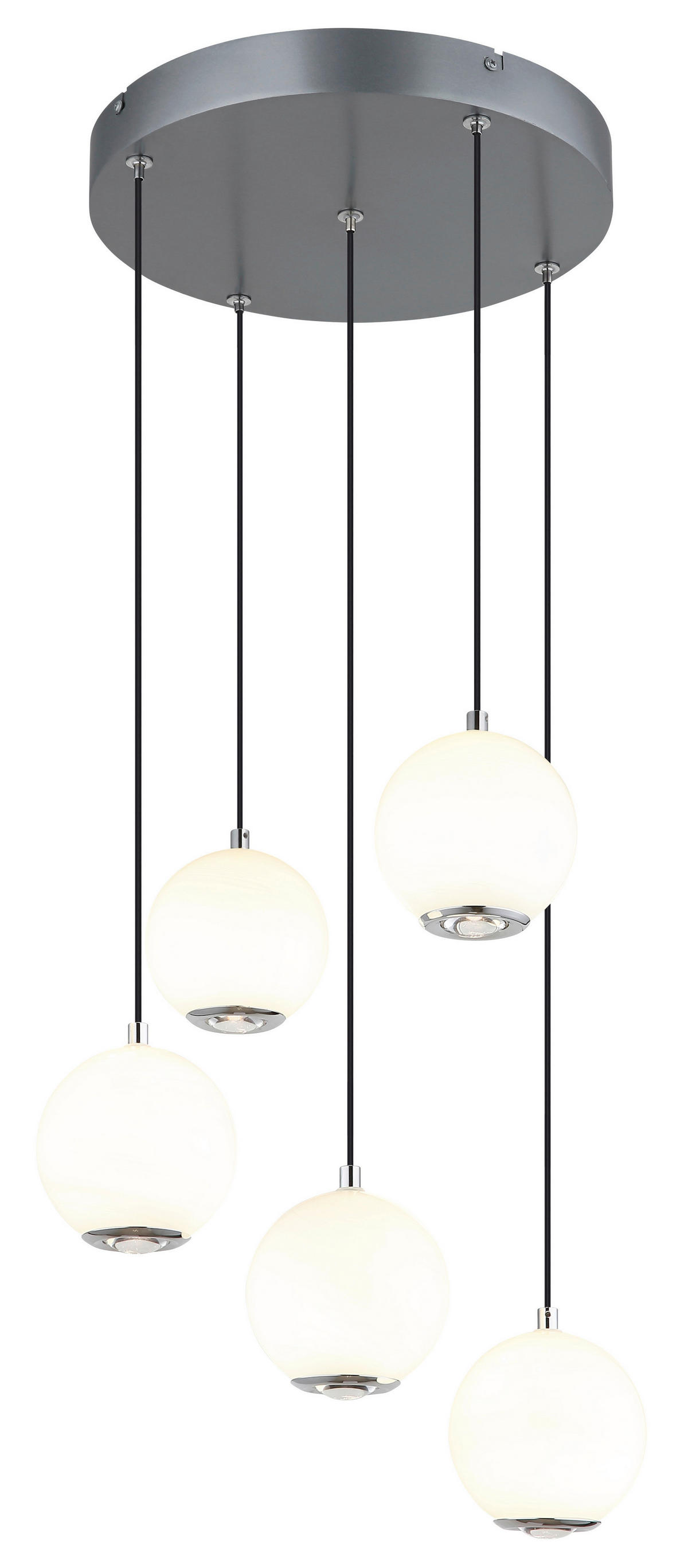 GLOBO Pendelleuchte Opal grau Metall Glas H/D: ca. 150x39 cm 1.0 Brennstellen Simmons - Opal/grau (39,00/150,00cm) - GLOBO