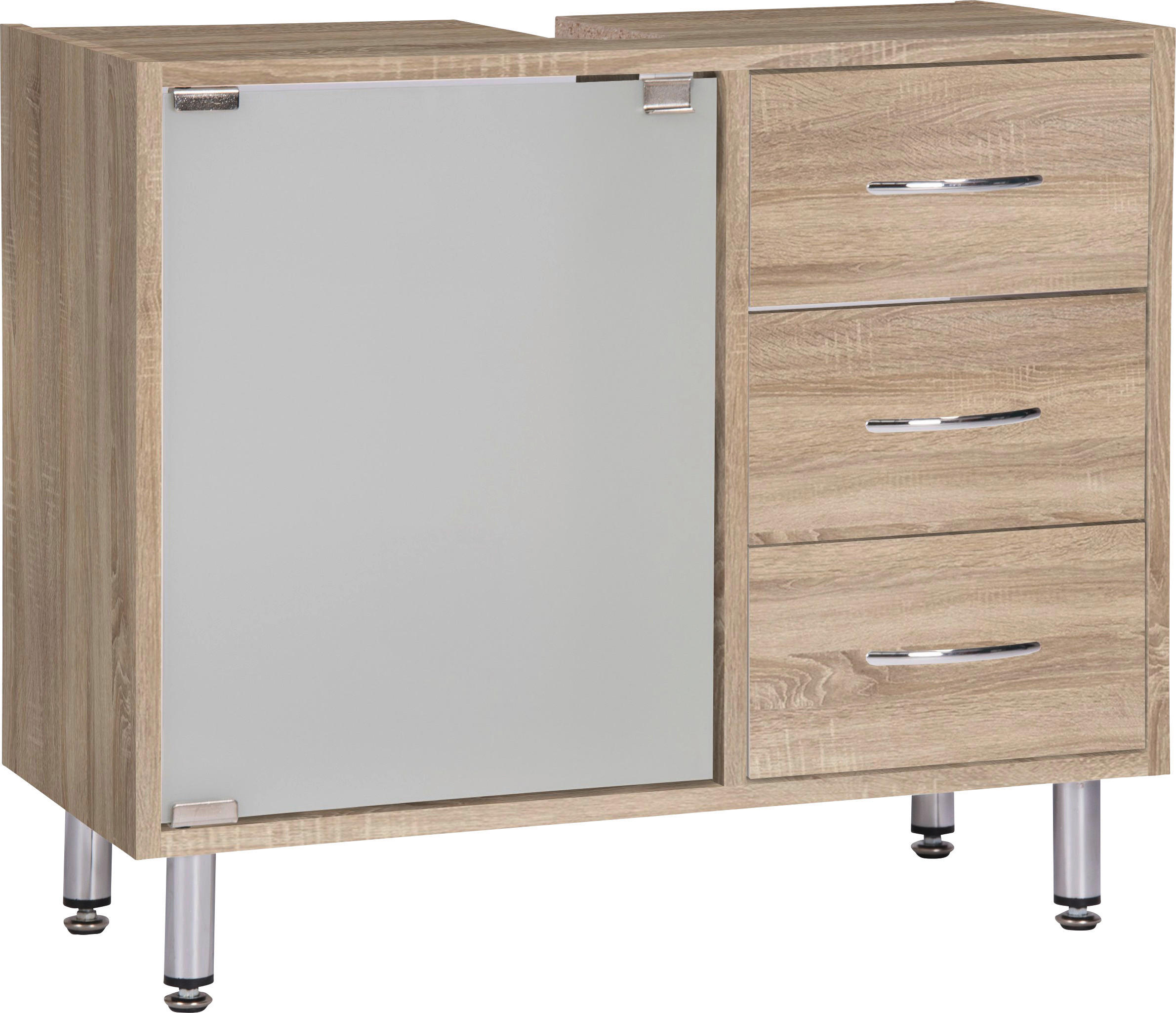 Waschbeckenunterschrank Lana Eiche Sonoma Nachbildung B/H/T: ca. 66x56x29 cm Lana - Eiche/weiß (66,00/56,00/29,00cm)