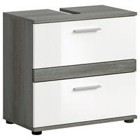 Waschbeckenunterschrank BLAKE Rauchsilber Nachbildung weiß Hochglanz B/H/T: ca. 60x57x34 cm BLAKE - weiß (60,00/57,00/34,00cm) - xonox.home