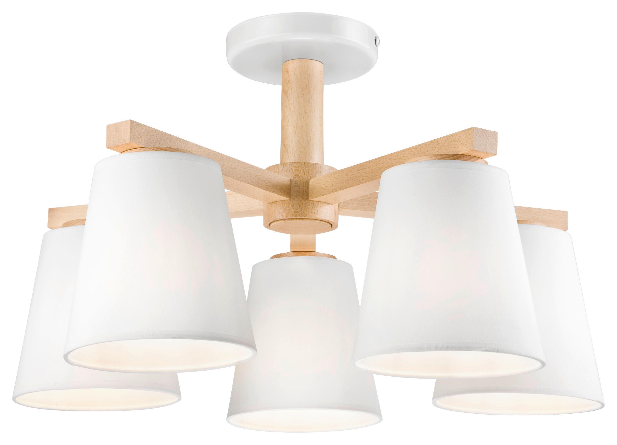 Lamkur Deckenleuchte braun PVC Holz B/H/L: ca. 50x23x50 cm E27 5 Brennstellen ELLIE - braun (50,00/50,00/23,00cm) - Lamkur