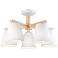 Lamkur Deckenleuchte braun PVC Holz B/H/L: ca. 50x23x50 cm E27 5 Brennstellen ELLIE - braun (50,00/50,00/23,00cm) - Lamkur