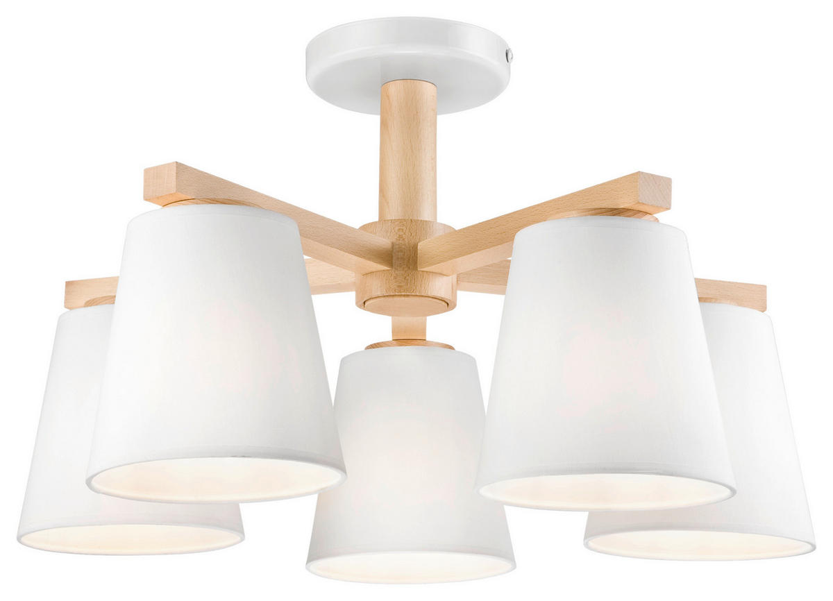Lamkur Deckenleuchte braun PVC Holz B/H/L: ca. 50x23x50 cm E27 5 Brennstellen ELLIE - braun (50,00/50,00/23,00cm) - Lamkur