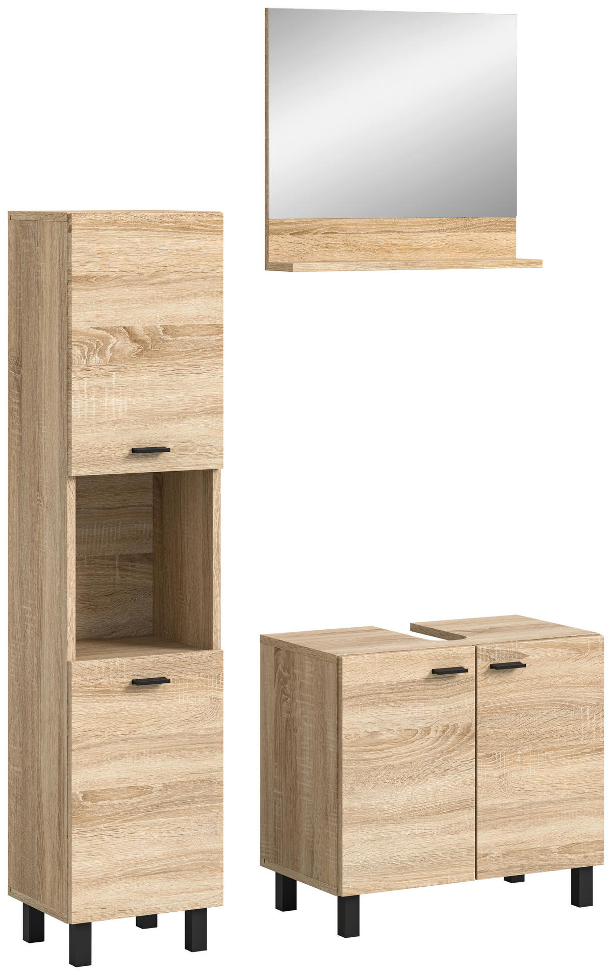 Badezimmer-Set BOSTON Eiche Sonoma Nachbildung B/H/T: ca. 102x186x33 cm BOSTON - Eiche (102,00/186,00/33,00cm) - xonox.home
