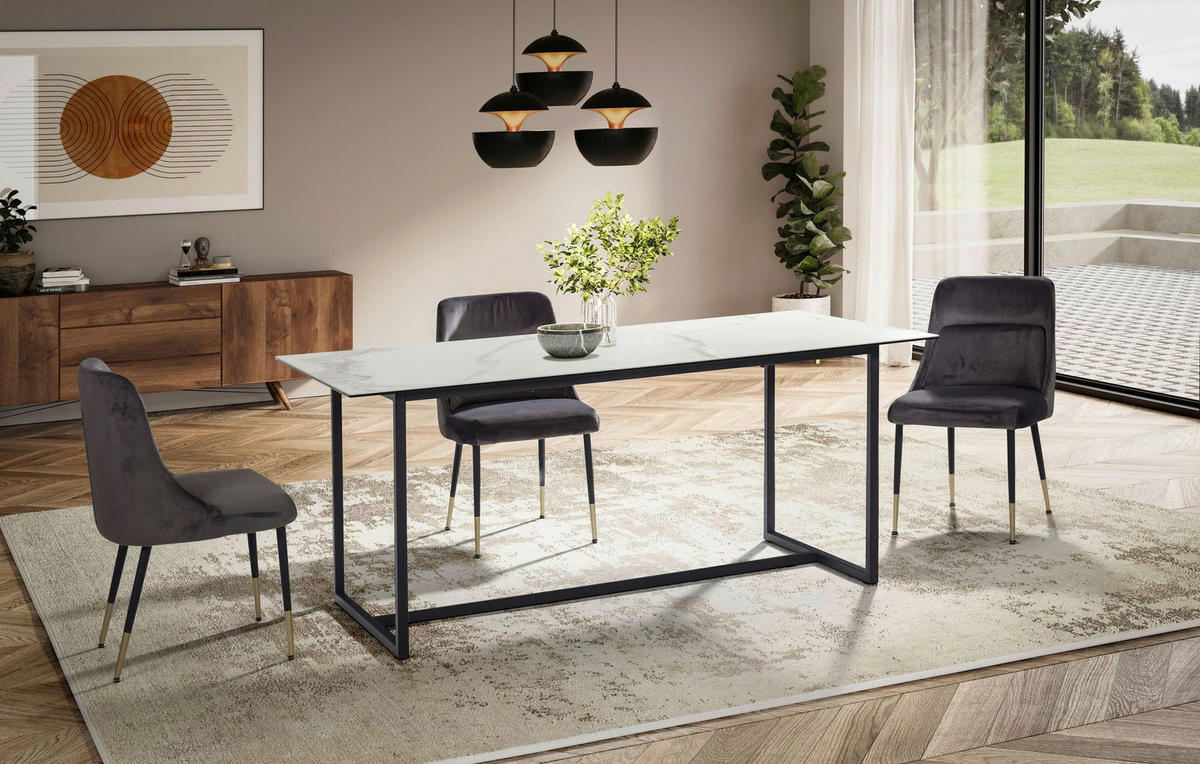Esstisch weiß Marmor Optik B/H/T: ca. 180x76x90 cm Esstisch - weiß (180,00/76,00/90,00cm) - Wohnling