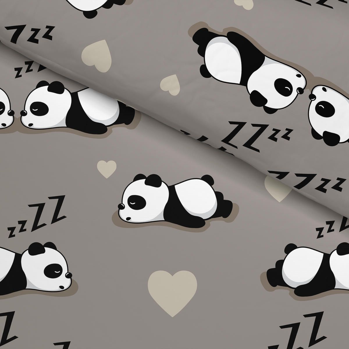 Microfaser Bettwäsche Bettwäsche_Microfaser Panda - grau (135,00/200,00cm)
