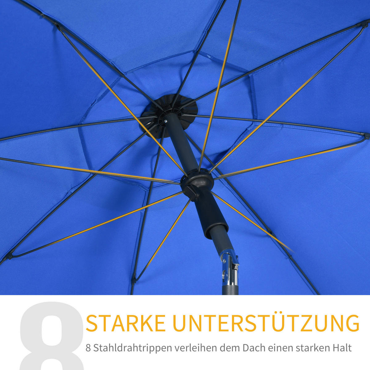 Outsunny Sonnenschirm blau Polyester B/H/L: ca. 180x209x180 cm Sonnenschirm - blau (180,00/180,00/209,00cm) - Outsunny