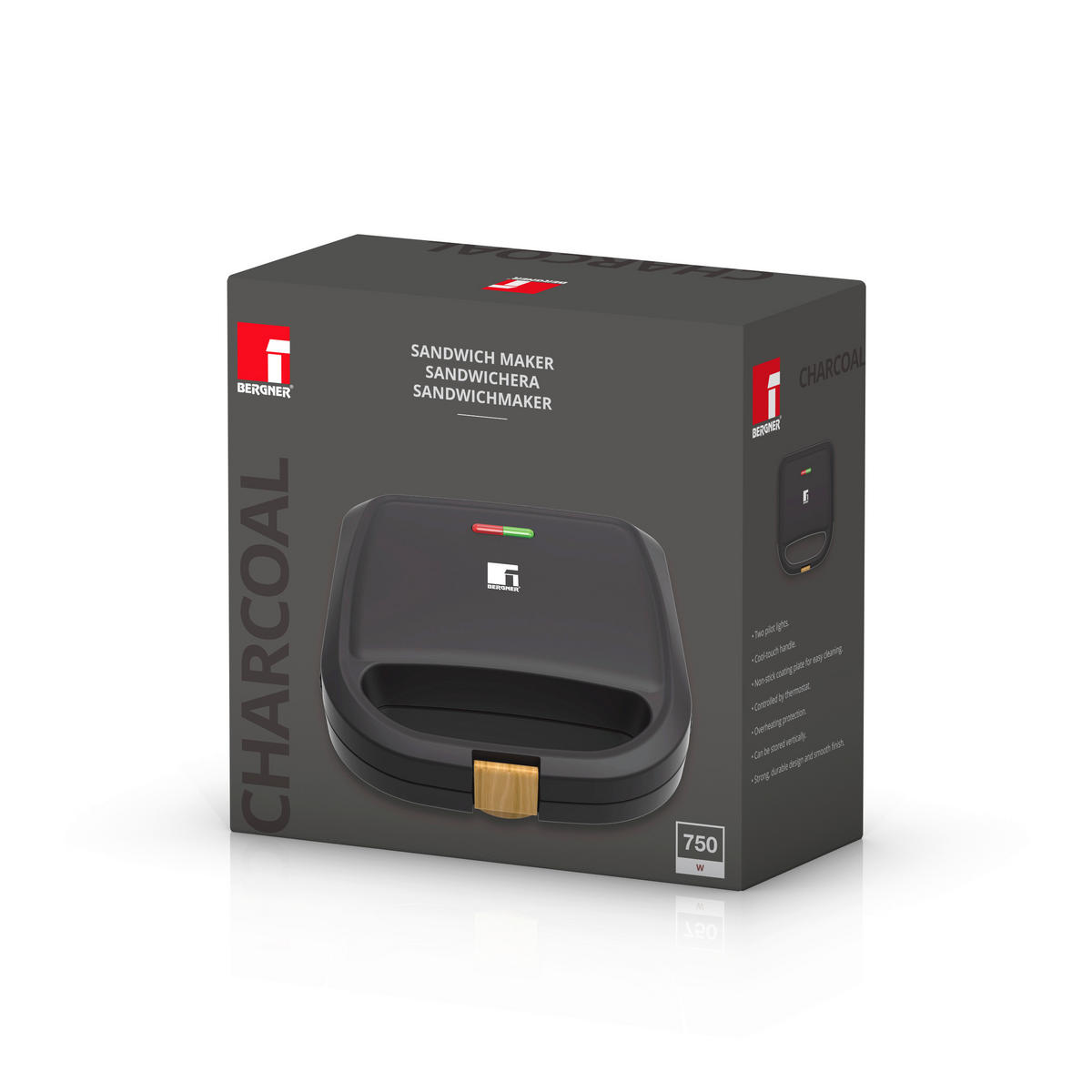 BERGNER Sandwichmaker schwarz B/H/L: ca. 24,5x11,5x24 cm CHARCOAL - schwarz (24,00/24,50/11,50cm) - BERGNER