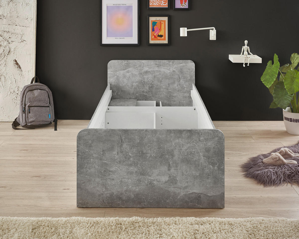 Jugendbett Matino Beton Liegefläche B/L: ca. 90x200 cm Matino - Beton/weiß (90,00/200,00cm)