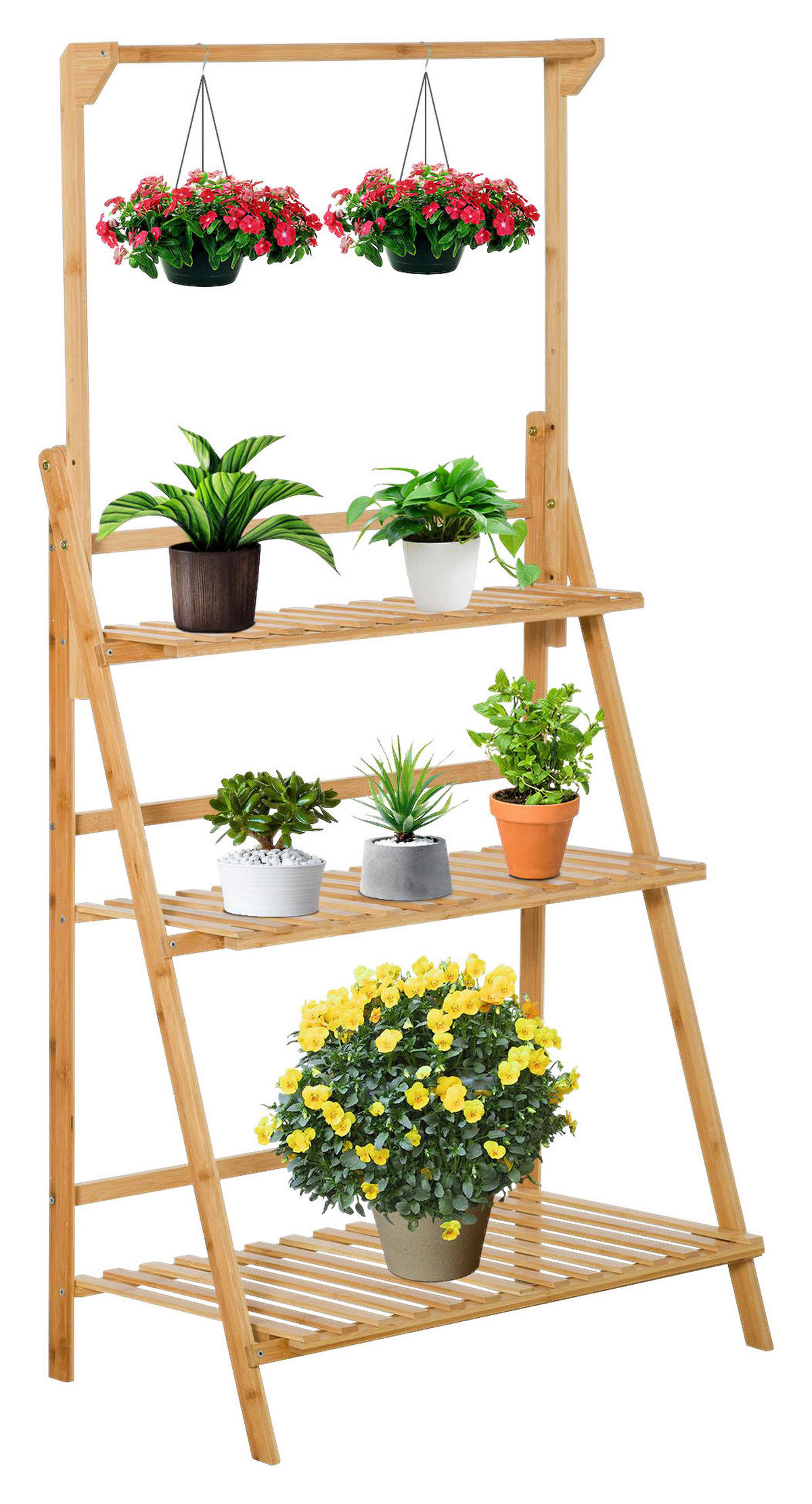 Outsunny Pflanzenregale natur B/H/L: ca. 40x143x70 cm Pflanzentreppe 845-434 - natur (70,00/40,00/143,00cm) - Outsunny