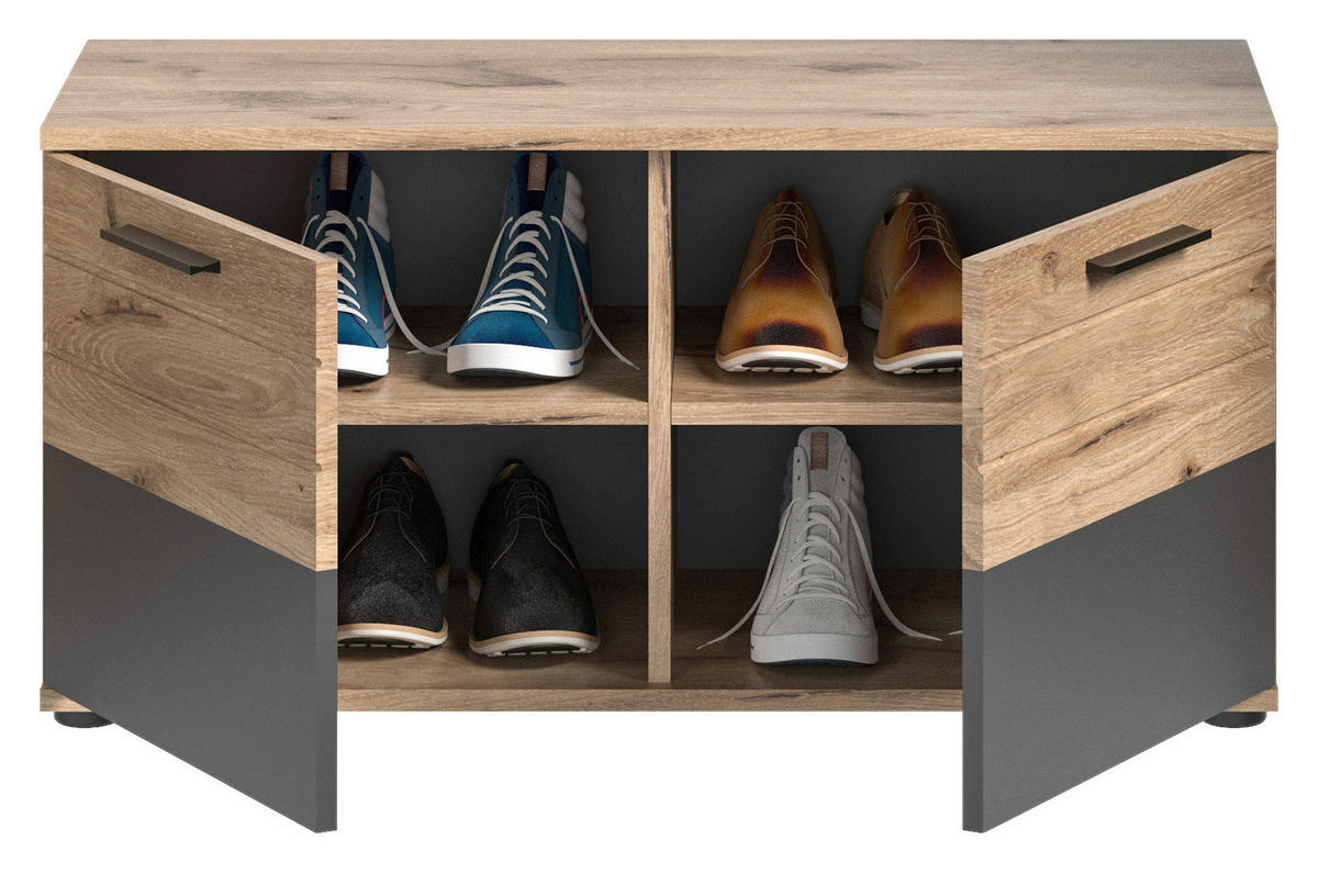 Sitzbank Mason Nox Oak Nachbildung dunkelgrau B/H/T: ca. 90x45x37 cm Mason - dunkelgrau (90,00/45,00/37,00cm)