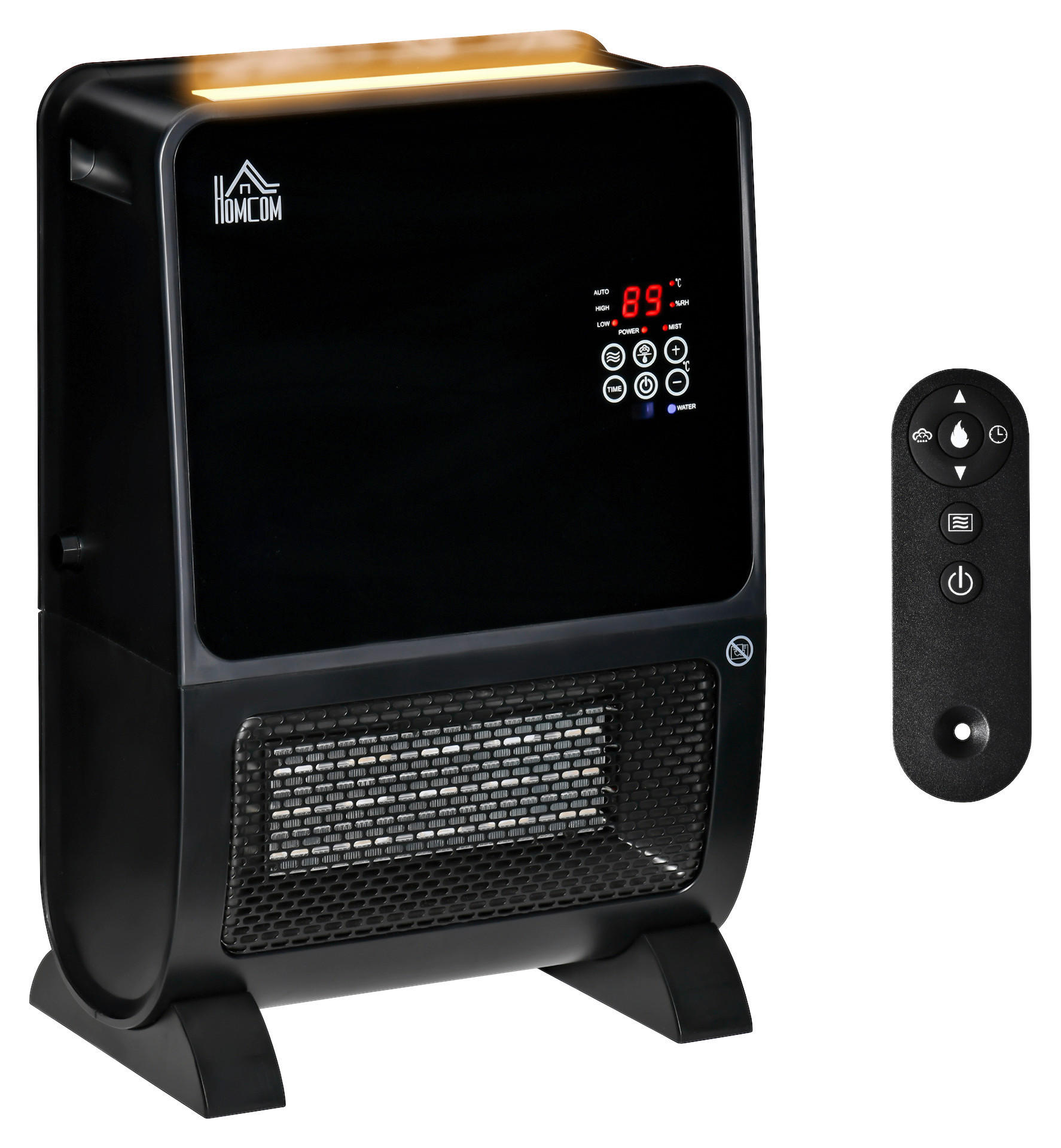 HOMCOM Heizlüfter 820-280V90 schwarz Edelstahl Polypropylen Kunststoff B/H/L: ca. 21x33x49,5 cm ca. 2000 W Heizgerät - schwarz (49,50/21,00/33,00cm) - HOMCOM