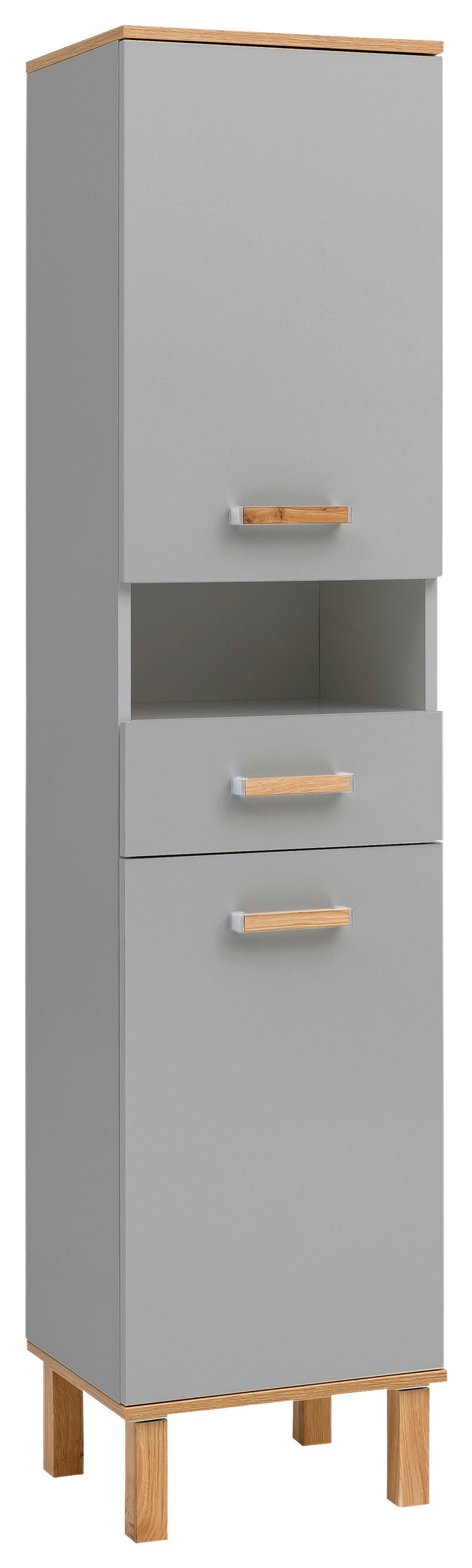 Hochschrank Padua grau Eiche Landhaus Nachbildung B/H/T: ca. 40,4x178,5x35 cm Padua - Eiche/grau (40,40/178,50/35,00cm) - Möbelpartner