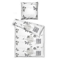 Baumwoll Bettwäsche Fleur Renforce Fleur - weiß/taupe (135,00/200,00cm) - Home Dreams
