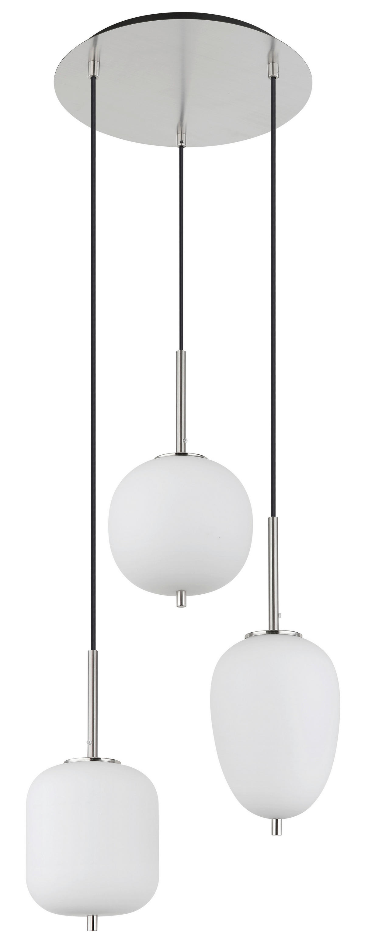 GLOBO Pendelleuchte nickel Glas Metall H/D: ca. 120x46 cm 3.0 Brennstellen 15345-3NO - nickel (46,00/120,00cm) - GLOBO