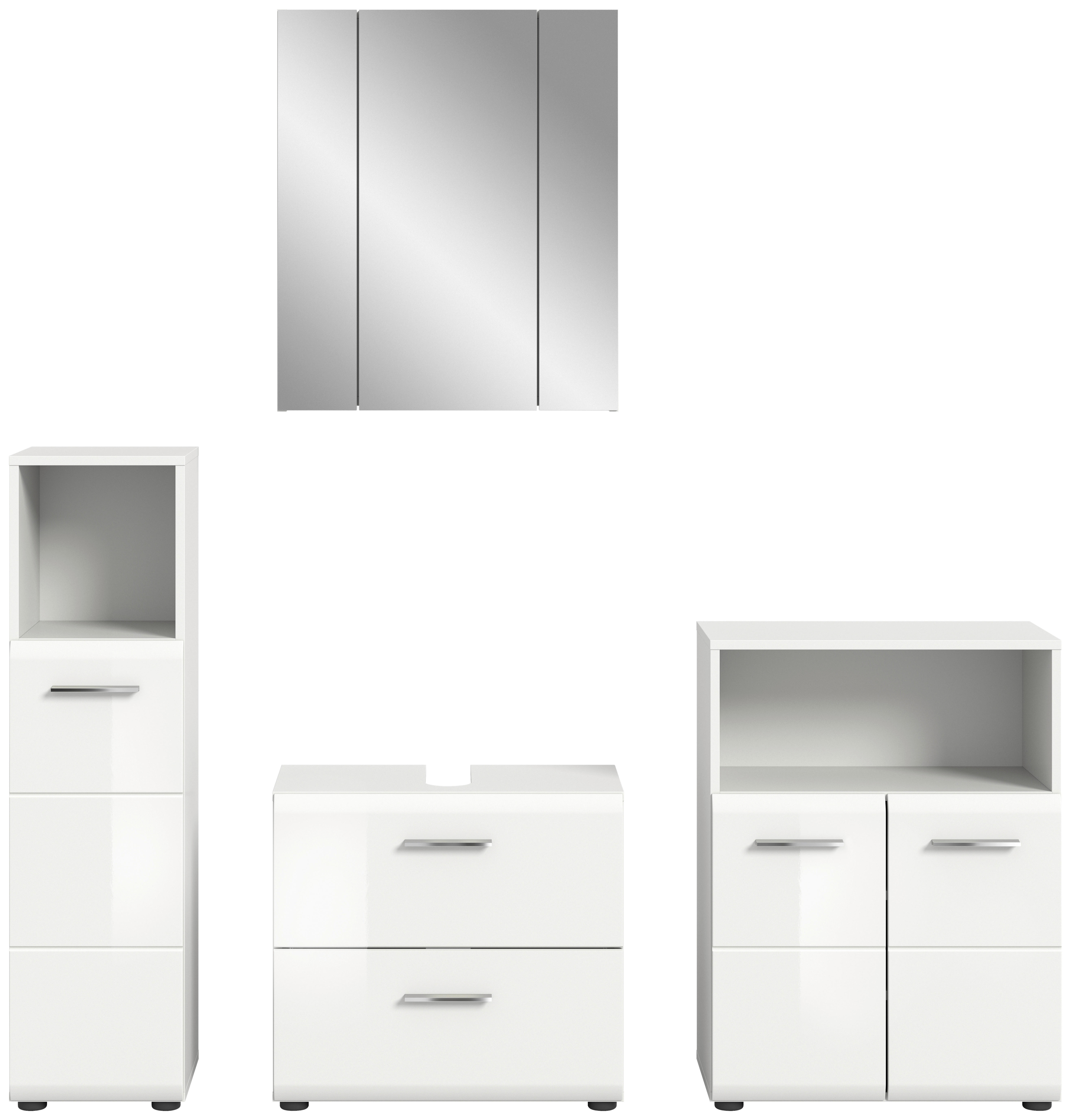 Badezimmer-Set ICE weiß weiß Hochglanz B/H/T: ca. 180x190x32 cm ICE - weiß (180,00/190,00/32,00cm) - xonox.home