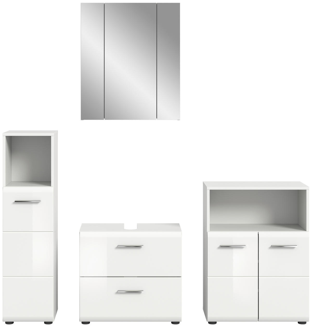 Badezimmer-Set ICE weiß weiß Hochglanz B/H/T: ca. 180x190x32 cm ICE - weiß (180,00/190,00/32,00cm) - xonox.home
