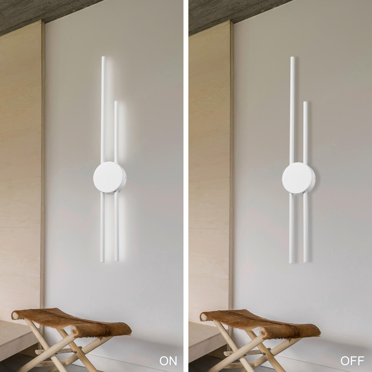 Lamkur LED-Wandleuchte weiß PVC Holz B/H/L: ca. 12x80x12 cm LANA - weiß (12,00/12,00/80,00cm) - Lamkur