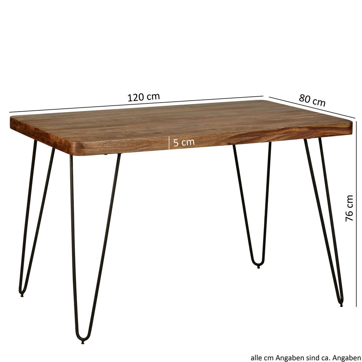 Esstisch natur schwarz B/H/T: ca. 120x76x80 cm Esstisch - natur/schwarz (120,00/76,00/80,00cm) - Wohnling