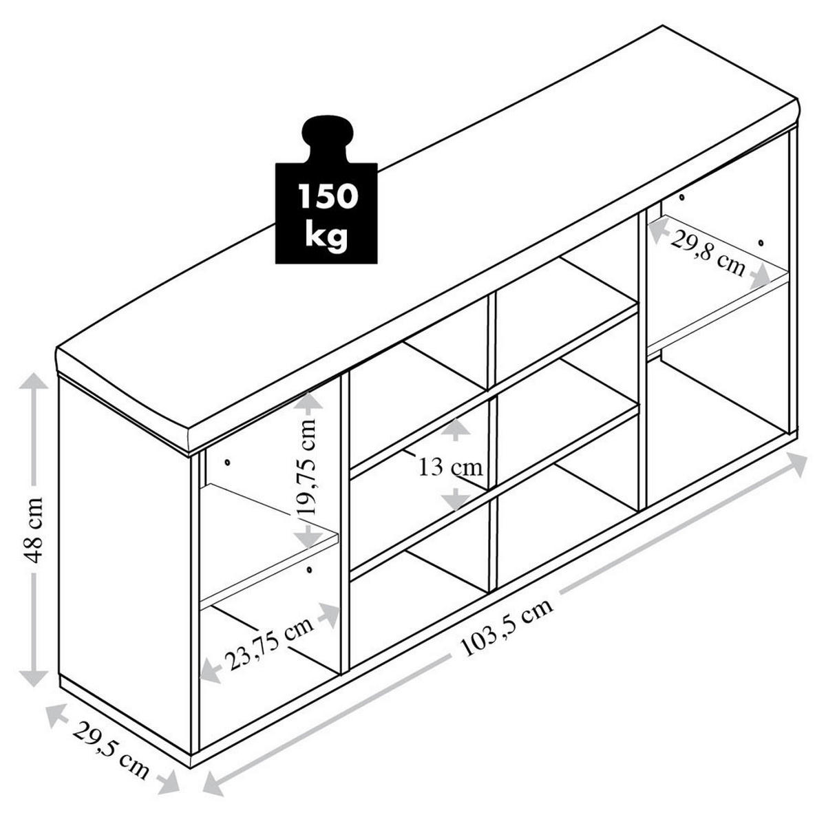 Kesper Schuhschrank mit Sitzkissen weiß Spanplatte B/H/L: ca. 29,5x48x103,5 cm Schuhschrank_mit_Sitzkissen - braun/weiß (103,50/29,50/48,00cm) - Kesper