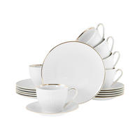 CreaTable Kaffeeservice Valencia weiß Porzellan 18 tlg. Valencia - gold/weiß - CreaTable