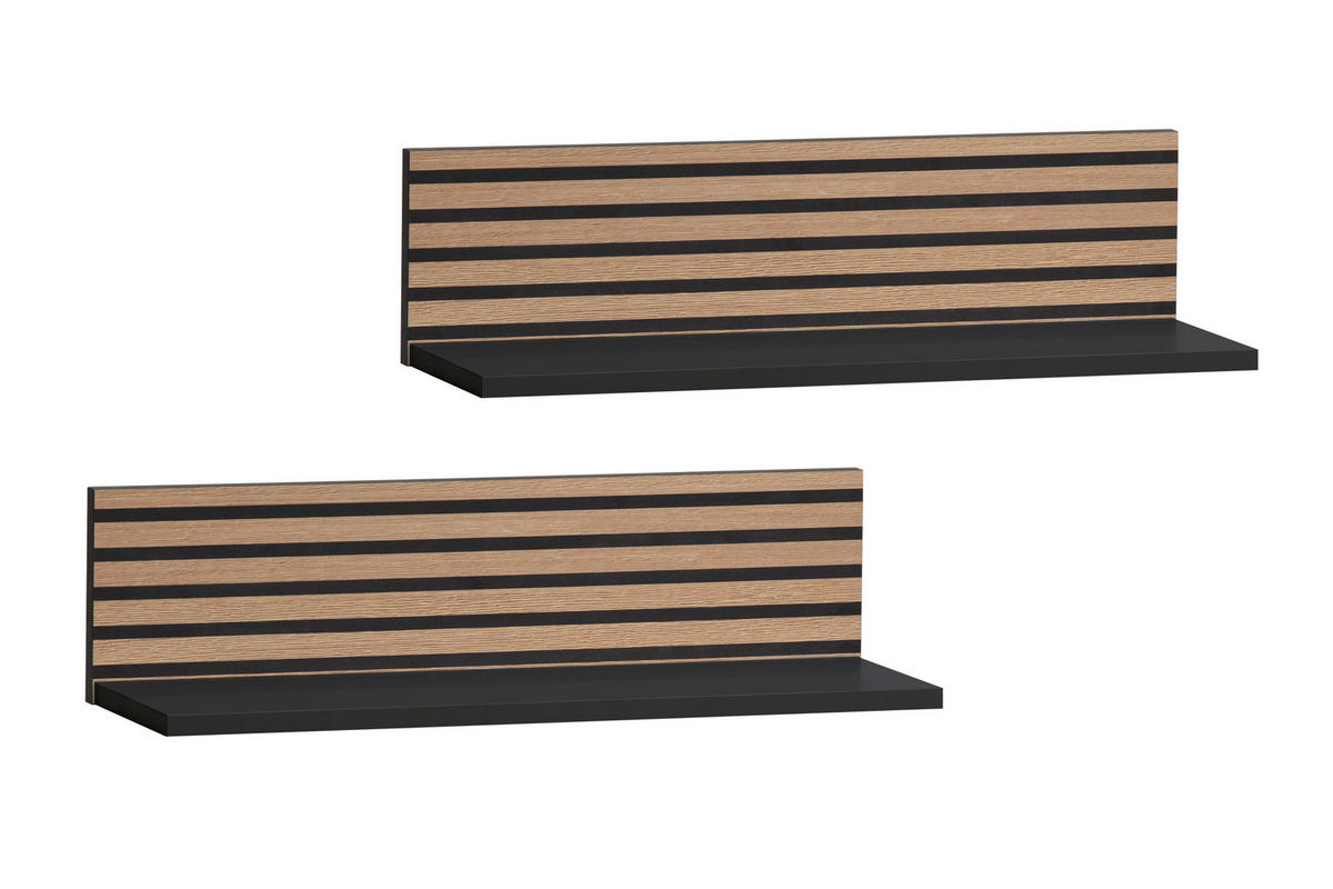 Regal Ryker 2er-Set schwarz matt B/H/T: ca. 60x15,7x17,3 cm Ryker 2er-Set - schwarz (60,00/15,70/17,30cm) - Möbelpartner