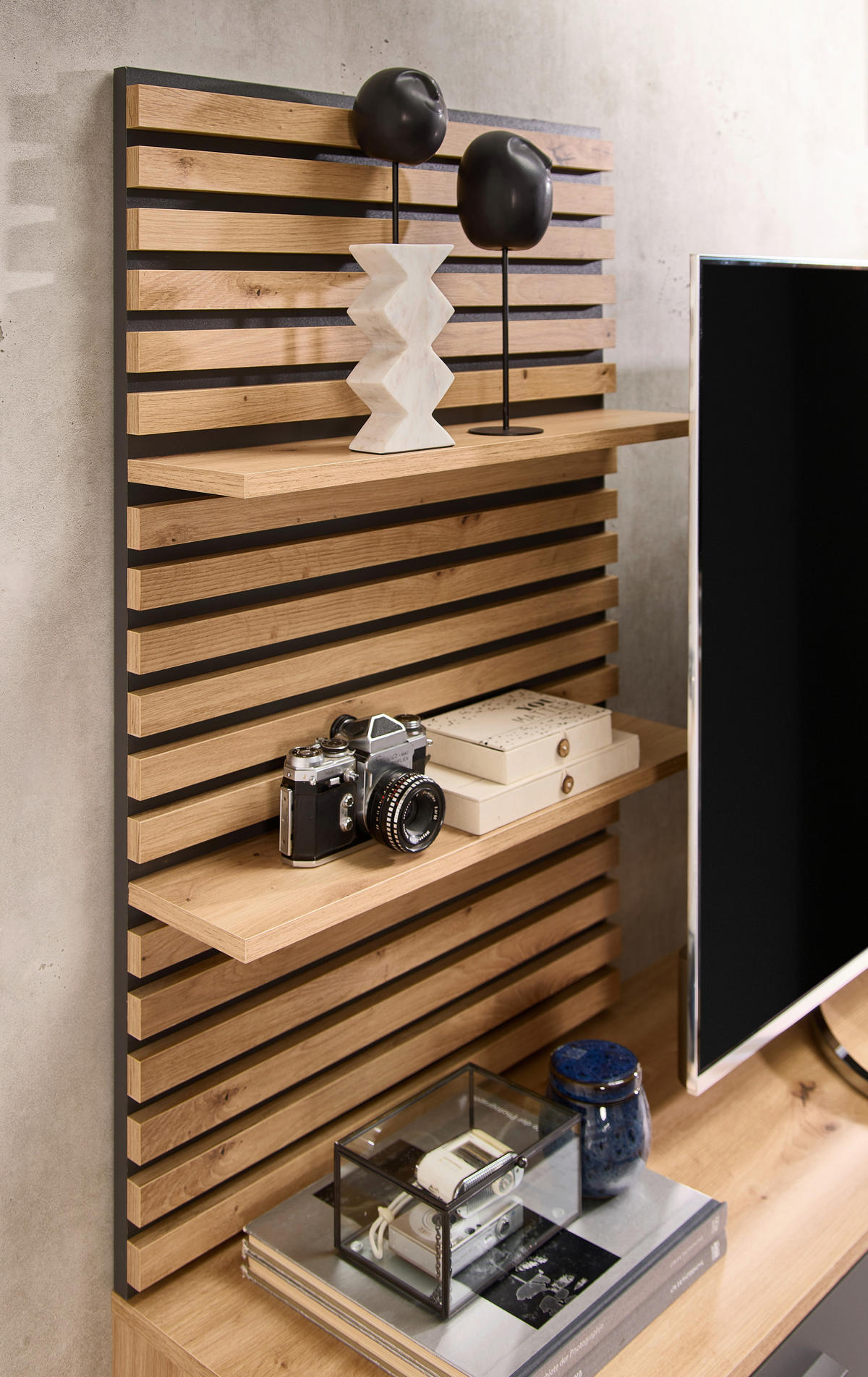 Wohnwand Heathrow Eiche Artisan Nachbildung anthrazit B/H/T: ca. 250x135x38 cm Heathrow - Eiche/anthrazit (250,00/135,00/38,00cm)