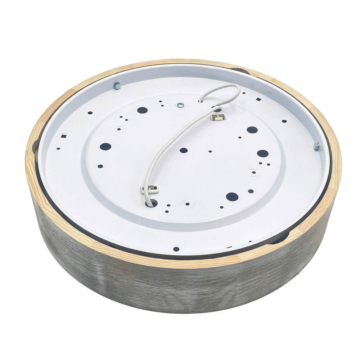 Lamkur Deckenleuchte hellbraun weiß Glas Holz B/H/L: ca. 38,5x12x38,5 cm 3 Brennstellen Eveline - weiß/hellbraun (38,50/38,50/12,00cm) - Lamkur